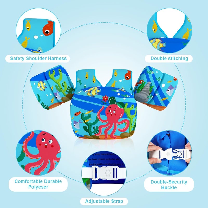 DOOHALO Kids Swim Floats for 28-70 Pounds Kid Arm Shoulder Float Vest Fit for 2-8 Years Older Boys Girls Toddler Baby Children - Image 2